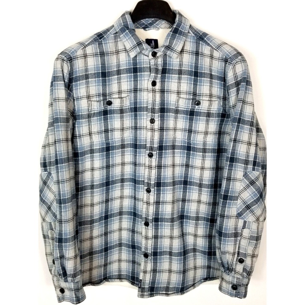 Johnnie - O Men Chad Shirt Jacket Size XL Fleece Lined Blue Plaid Cotton
